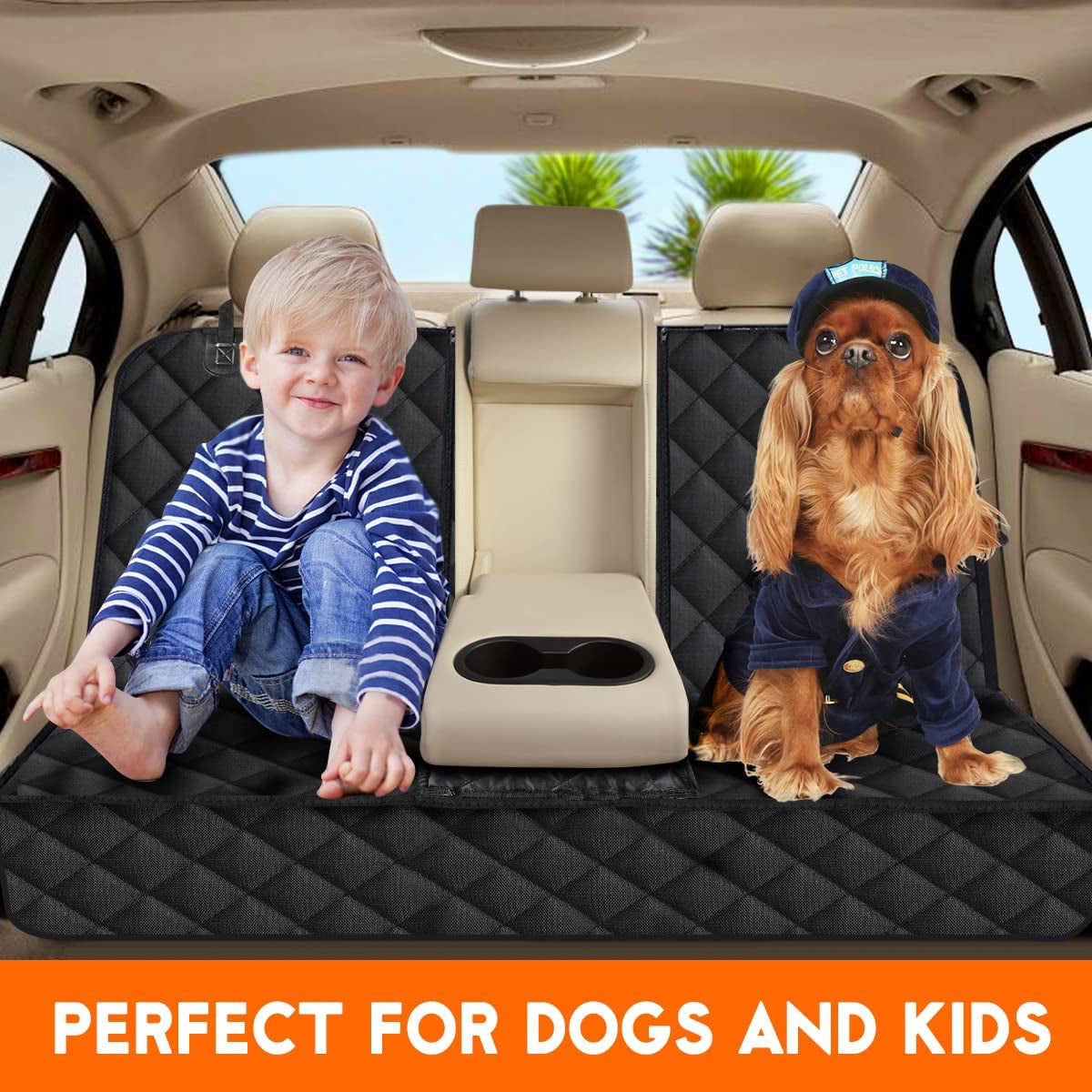 Waterproof Dog Car Seat Cover installed in vehicle back seat