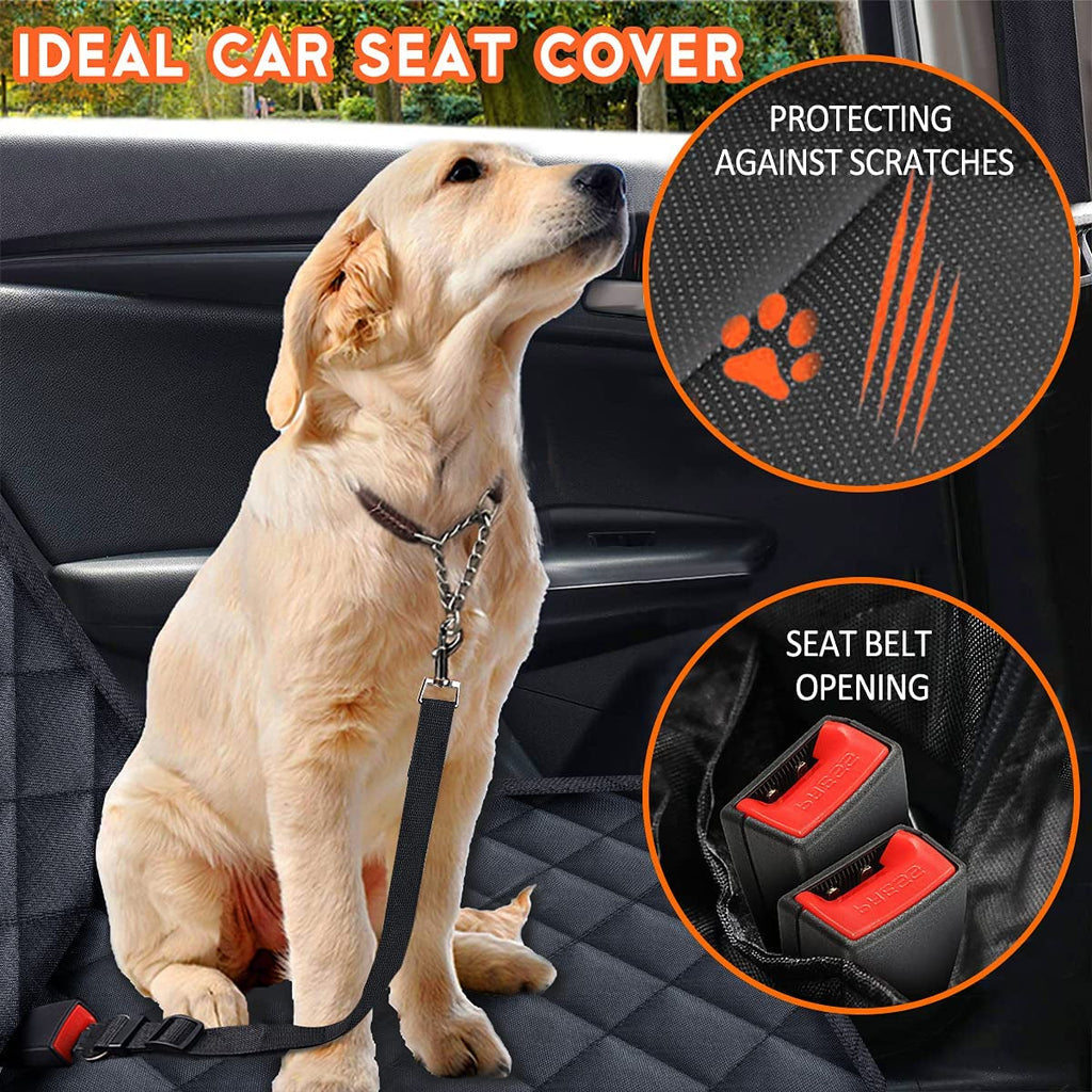 Dog sitting on Waterproof Dog Car Seat Cover in car