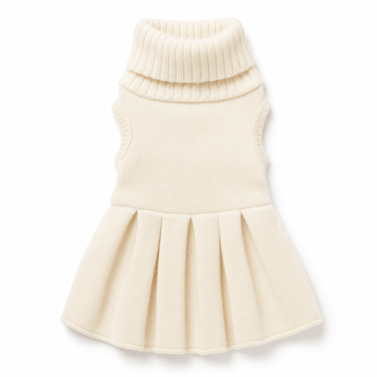 Cashmere Sweater Dress Signature Collection — ivory cream turtleneck dress for dogs and cats