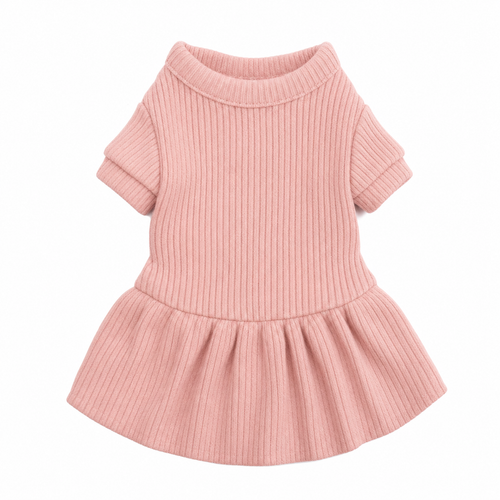 Cat and Small Dog Sweater Dress Everyday Collection — blush pink soft ribbed knit
