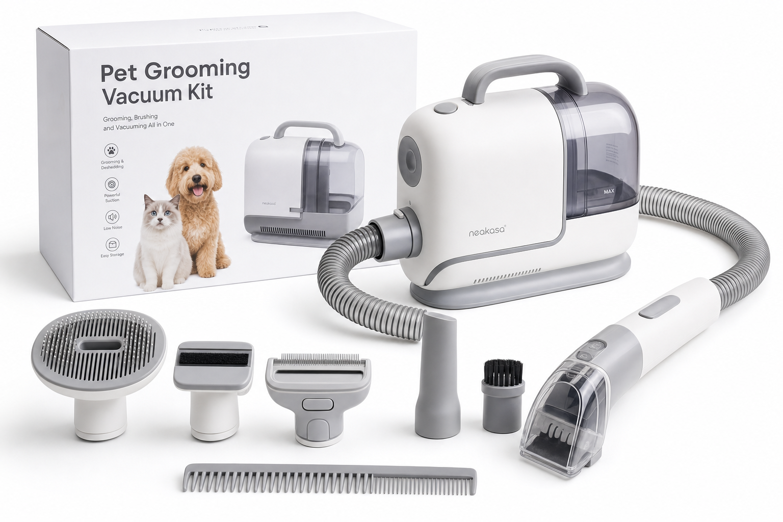 Pet Grooming Vacuum Kit 5-in-1