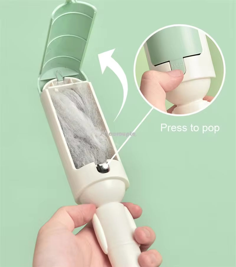 Electrostatic Multi-Purpose Pet Hair Remover Brush and Self-Cleaning Lint Roller for Cats and Dogs