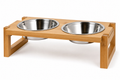 Elevated bamboo dog bowl stand
