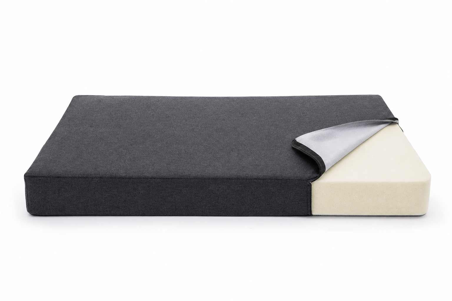 Orthopedic Memory-Foam Pet Bed Signature Collection — charcoal gray linen cover with dense foam interior